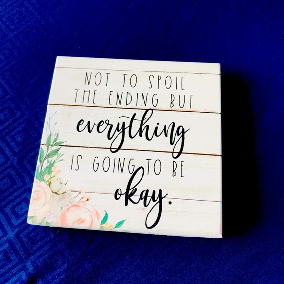 NWOT White Rustic Square Wood Sign - Picture 2 of 4